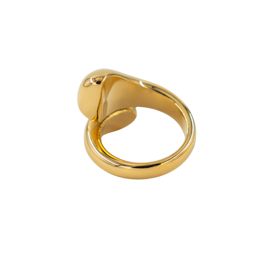 Anillo Gota Cruzada Chunky Dorado